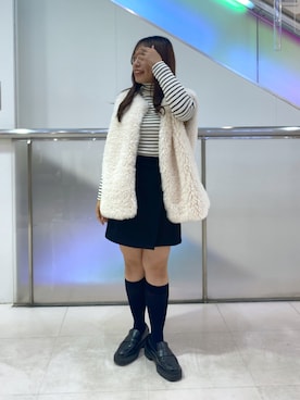 「いいね&フォロー よろしくお願いします☺︎」｜「アイテム（その他アウター）」を使った、HITOMIさん（レディース・148cm）の秋コーディネート
