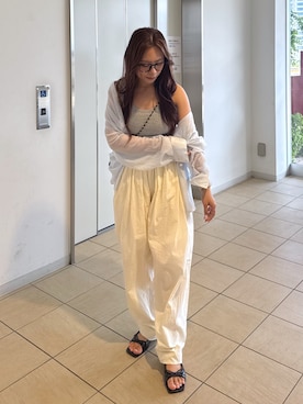 「アイテム（トートバッグ）」を使った、HITOMIさん（レディース・148cm）の夏コーディネート