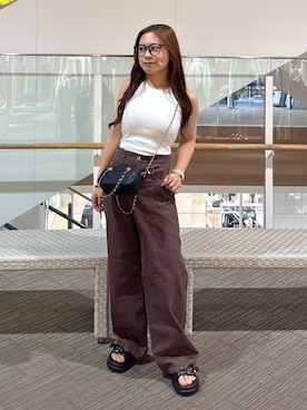 「アイテム（タンクトップ）」を使った、HITOMIさん（レディース・148cm）の夏コーディネート