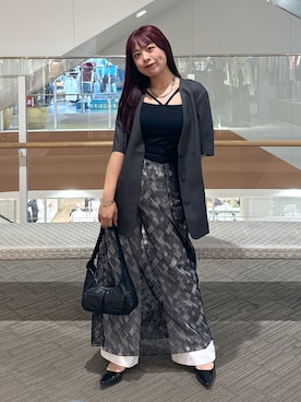 「FREE'S MART（フリーズマート）のアイテム（ノーカラージャケット）」を使った、HITOMIさん（レディース・148cm）の夏コーディネート