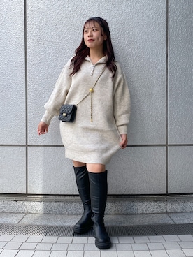 「いいね&フォロー よろしくお願いします☺︎」｜「アイテム（ブーツ）」を使った、HITOMIさん（レディース・148cm）の秋コーディネート