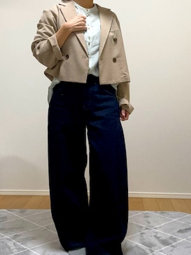 「DISCOAT（ディスコート）のアイテム（ジャケット/アウター）」を使った、スノさん（レディース・151cm）の春コーディネート