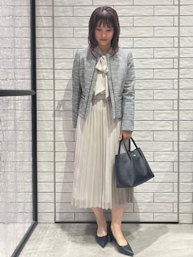 「アイテム（ノーカラージャケット、ブラック系）」を使った、RANさん（レディース・155cm）の冬コーディネート