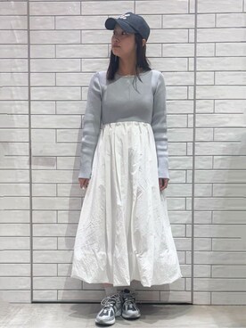 「OPAQUE.CLIP（オペークドットクリップ）のロゴデニムキャップ（キャップ、ブラック系）」を使った、RANさん（レディース・155cm）の春コーディネート