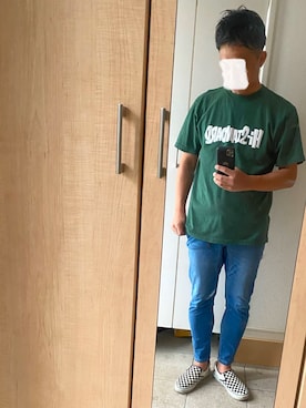 「アイテム（スリッポン）」を使った、shinさん（メンズ・175cm）の夏コーディネート