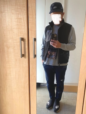 「patagonia（パタゴニア）のアイテム」を使った、SHINさん（メンズ・175cm）の冬コーディネート