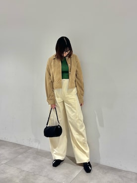 「SENSE OF PLACE by URBAN RESEARCH(センスオブプレイスバイアーバンリサーチ)の『抗菌/防臭』クロップドタックアソートジャケット(その他アウター、ベージュ系)」を使った、だーこさん(レディース・165cm)の秋コーディネート