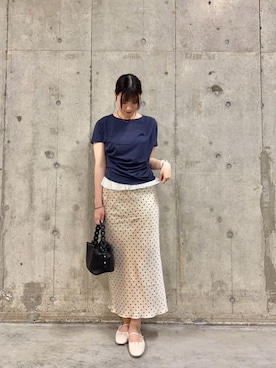 「SENSE OF PLACE by URBAN RESEARCH(センスオブプレイスバイアーバンリサーチ)の『抗菌/消臭』ギャザーフラットパンプス(Pumps、ホワイト系)」を使った、だーこさん(レディース・165cm)の春コーディネート