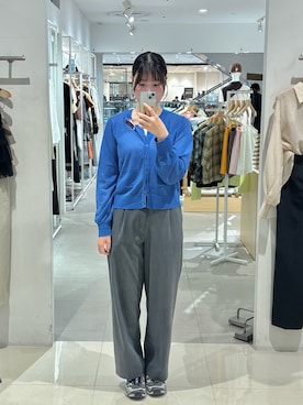 「SENSE OF PLACE by URBAN RESEARCH(センスオブプレイスバイアーバンリサーチ)のUVケアポケットシアーカーディガン(Cardigans、ブルー系)」を使った、だーこさん(レディース・165cm)の春コーディネート