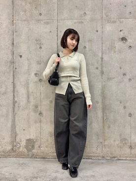 「SENSE OF PLACE by URBAN RESEARCH(センスオブプレイスバイアーバンリサーチ)の【S~Lサイズ展開】ワイドスクエアギャザーローファー /オフィス/通勤/通学/デイリー/定番/ベーシック(Loafers、ブラウン系)」を使った、だーこさん(レディース・165cm)の春コーディネート