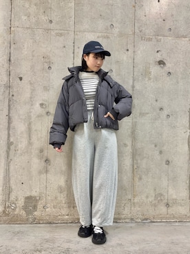 「アイテム（ジャケット/アウター、グレー系）」を使った、だーこさん（レディース・165cm）の冬コーディネート