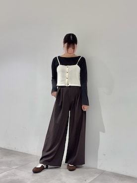 「SENSE OF PLACE by URBAN RESEARCH（センスオブプレイスバイアーバンリサーチ）のストレートボートネックシアーTシャツ（Tシャツ/カットソー、ブラック系）」を使った、だーこさん（レディース・165cm）の夏コーディネート