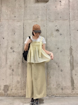 「SMELLY（スメリー）のアイテム（キャップ）」を使った、だーこさん（レディース・165cm）の春コーディネート