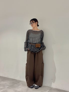 「SENSE OF PLACE by URBAN RESEARCH(センスオブプレイスバイアーバンリサーチ)の『接触冷感』汗ジミ防止カップツキバックオープンキャミソール(キャミソール、ホワイト系)」を使った、だーこさん(レディース・165cm)の夏コーディネート