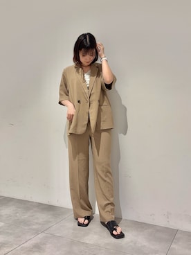 「SENSE OF PLACE by URBAN RESEARCH(センスオブプレイスバイアーバンリサーチ)の『一部WEB限定カラー』『UR TECH DRYLUXE』リネンライクジャケット(Other outerwear、ベージュ系)」を使った、だーこさん(レディース・165cm)の春コーディネート