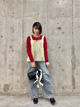 「SENSE OF PLACE by URBAN RESEARCH(センスオブプレイスバイアーバンリサーチ)の【S~Lサイズ展開】ワイドスクエアギャザーローファー /オフィス/通勤/通学/デイリー/定番/ベーシック(Loafers、ブラウン系)」を使った、だーこさん(レディース・165cm)の春コーディネート