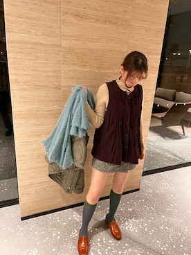 「アイテム（ソックス/靴下）」を使った、ぽぽさん（レディース・159cm）の秋コーディネート