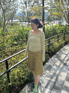 「BEAMS BOY（ビームスボーイ）のアイテム（パンツ）」を使った、ぽぽさん（レディース・159cm）の春コーディネート