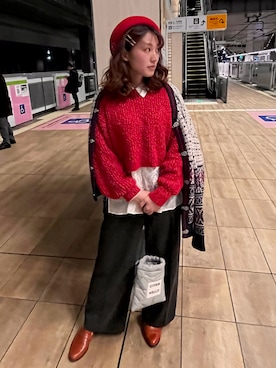 「アイテム（帽子）」を使った、ぽぽさん（レディース・159cm）の冬コーディネート