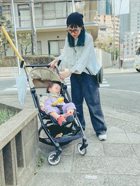 「大人カジュアルコーデ」｜「アイテム（ニットキャップ/ビーニー）」を使った、タラオさん（レディース・152cm）の春コーディネート