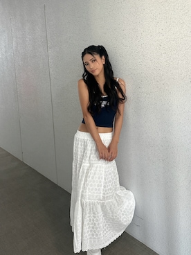「BARELY BLUE（ベアリーブルー）のアイテム（キャミソール）」を使った、marikaoutfitさん（レディース・154cm）の夏コーディネート