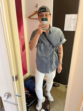 「H&M（エイチ・アンド・エム）のアイテム（チノパンツ）」を使った、Jerryさん（メンズ・174cm）の夏コーディネート