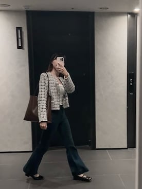 「ZARA（ザラ）のアイテム（バッグ、ブラウン系）」を使った、Hannahさん（レディース・168cm）の春コーディネート