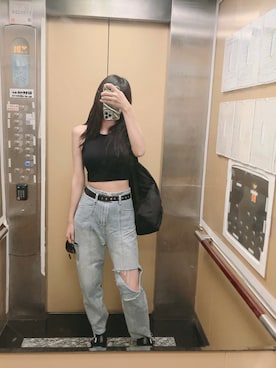 「MUJI Labo（ムジラボ）のアイテム（バッグ）」を使った、Hannahさん（レディース・168cm）の春コーディネート