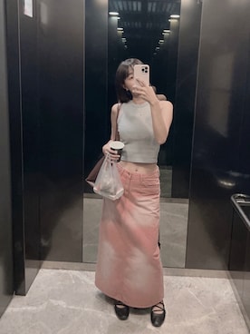 「ZARA（ザラ）のアイテム（バッグ、ブラウン系）」を使った、Hannahさん（レディース・168cm）の夏コーディネート