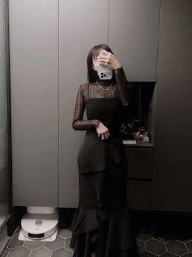 「UNIQLO（ユニクロ）のアイテム（トップス、ブラック系）」を使った、Hannahさん（レディース・168cm）の秋コーディネート