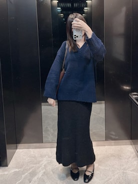 「ZARA（ザラ）のアイテム（バッグ、ブラウン系）」を使った、Hannahさん（レディース・168cm）の冬コーディネート