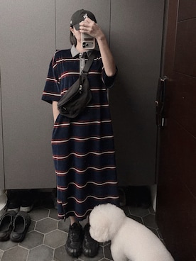 「coen（コーエン）のアイテム（バッグ）」を使った、Hannahさん（レディース・168cm）の夏コーディネート