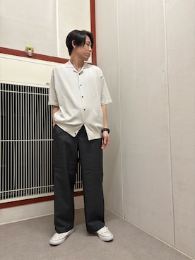 「URBAN RESEARCH DOORS（アーバンリサーチドアーズ）の『仁村紗和さん着用』『UR TECH』 サマシェア ニットカーディガン（カーディガン/ボレロ、ベージュ系）」を使った、mune15さん（メンズ・169cm）の夏コーディネート