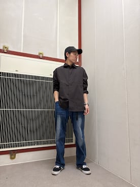 「URBAN RESEARCH DOORS（アーバンリサーチドアーズ）の『速乾/イージーケア/UVカット』『URTECH』Aircare ロングスリーブシャツ（シャツ/ブラウス、ブラウン系）」を使った、mune15さん（メンズ・169cm）の夏コーディネート