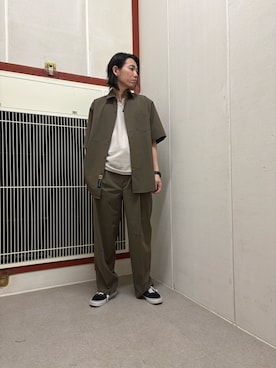 「FORK&SPOON（フォークアンドスプーン）のアイテム（シャツ/ブラウス、ブラウン系）」を使った、mune15さん（メンズ・169cm）の春コーディネート