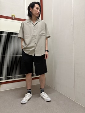 「URBAN RESEARCH DOORS（アーバンリサーチドアーズ）のFORK&SPOON　シアサッカーショートスリーブシャツ（シャツ/ブラウス、ベージュ系）」を使った、mune15さん（メンズ・169cm）の夏コーディネート