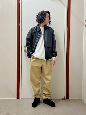 「アイテム（ライダースジャケット）」を使った、mune15さん（メンズ・169cm）の秋コーディネート