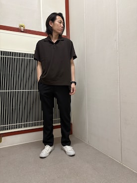 「URBAN RESEARCH DOORS（アーバンリサーチドアーズ）のソマルティカノコ ショートスリーブポロシャツ（ポロシャツ、ブラウン系）」を使った、mune15さん（メンズ・169cm）の夏コーディネート