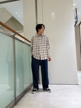 「URBAN RESEARCH DOORS（アーバンリサーチドアーズ）のFORK&SPOON　ネルチェックシャツ（シャツ/ブラウス、ホワイト系）」を使った、mune15さん（メンズ・169cm）の秋コーディネート
