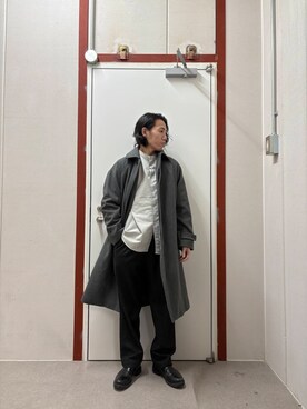 「アイテム（ステンカラーコート）」を使った、mune15さん（メンズ・169cm）の冬コーディネート