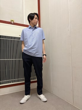「URBAN RESEARCH DOORS（アーバンリサーチドアーズ）のLIFE STYLE TAILOR　トリコットセミワイド半袖プルオーバー刺し子（シャツ/ブラウス、ブルー系）」を使った、mune15さん（メンズ・169cm）の夏コーディネート
