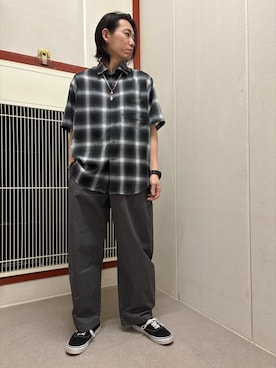 「URBAN RESEARCH DOORS（アーバンリサーチドアーズ）のオンブレチェック レギュラーカラーショートスリーブシャツ（シャツ/ブラウス、グレー系）」を使った、mune15さん（メンズ・169cm）の春コーディネート
