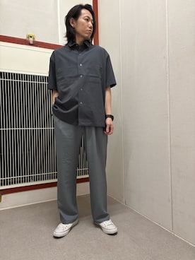 「URBAN RESEARCH DOORS（アーバンリサーチドアーズ）のDotAir ショートスリーブ レギュラーカラーシャツ（シャツ/ブラウス、グレー系）」を使った、mune15さん（メンズ・169cm）の夏コーディネート