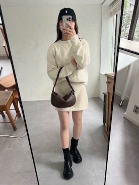 「UNIQLO（ユニクロ）のアイテム（スウェット）」を使った、risaさん（レディース・162cm）の冬コーディネート
