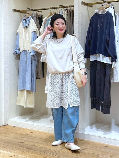 セール】畦プルオーバー×レースチュニックセット（ニット