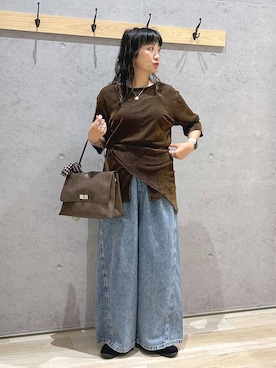 「LEPSIM（レプシィム）のアイテム（デニムパンツ）」を使った、haru.さん（レディース・160cm）の秋コーディネート
