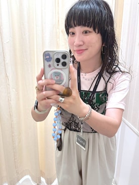 「LEPSIM（レプシィム）のカラーロゴTEE　1049028（Tシャツ/カットソー、ピンク系）」を使った、haru.さん（レディース・160cm）の夏コーディネート