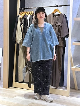 「bijorie（ビジュリィ）の【bijorie】カップ付きリブスクエアキャミ／NEW BASIC 25SS（キャミソール、グリーン系）」を使った、haru.さん（レディース・160cm）の春コーディネート