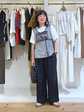 「studio CLIP（スタディオクリップ）のチュールスパンコールベスト（ベスト）」を使った、haru.さん（レディース・160cm・30代）の夏コーディネート