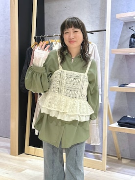 「アイテム（マタニティウェア/グッズ、ブルー系）」を使った、haru.さん（レディース・160cm）の春コーディネート